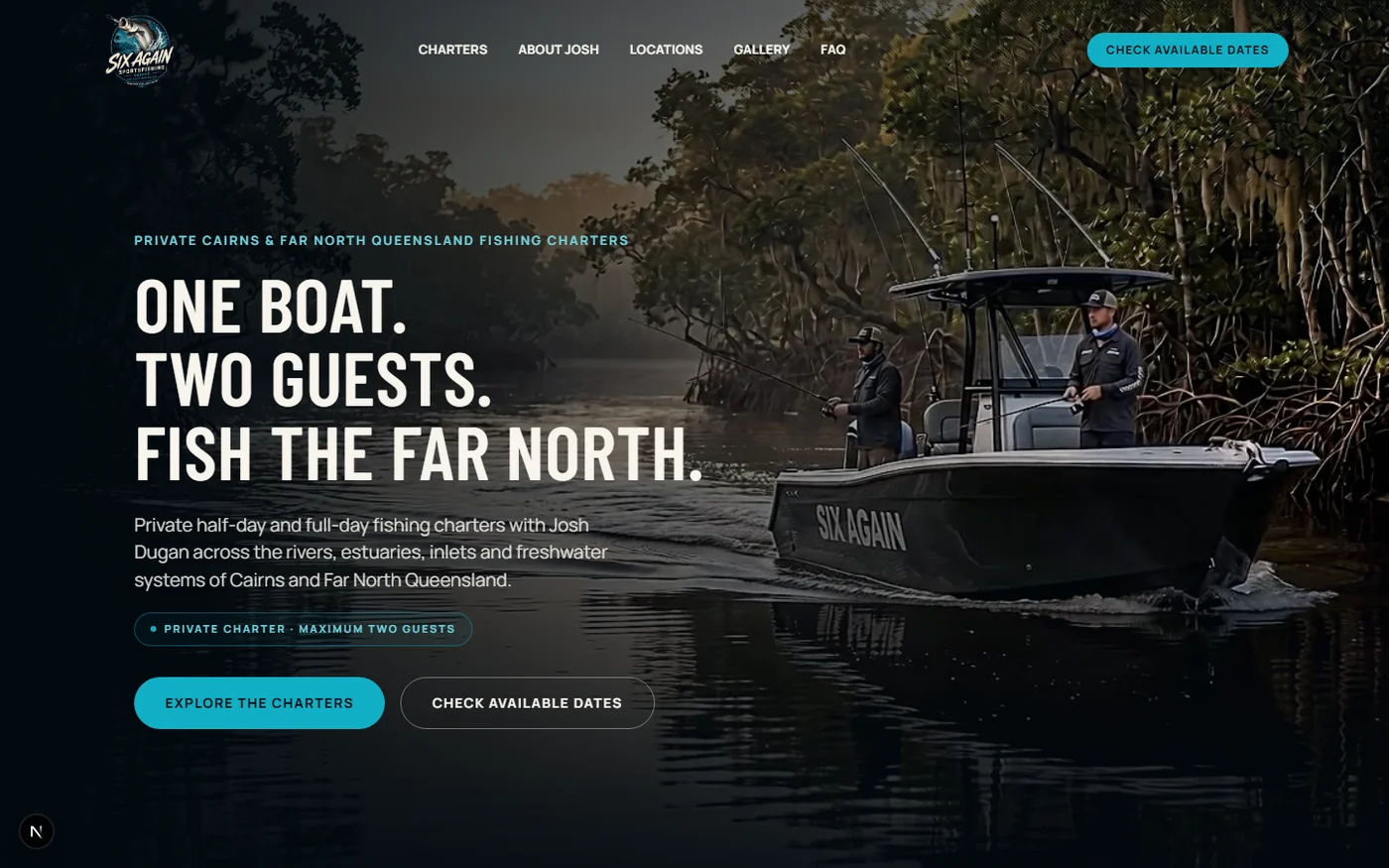 Six Again Sportsfishing website hero